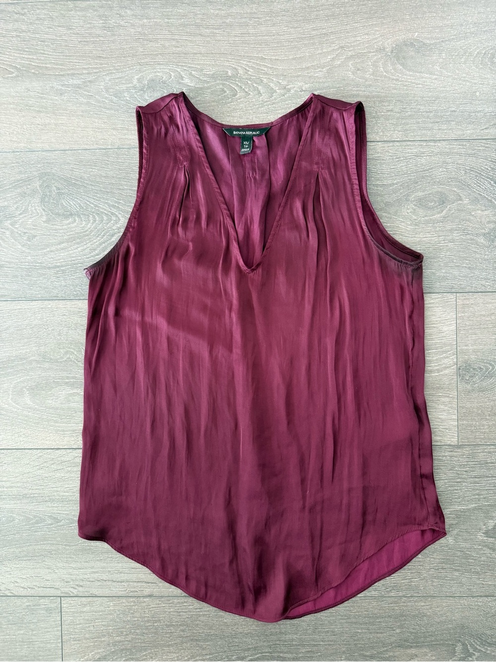 Silky V-Neck Sleeveless Top in Burgundy - banana republic top shirt business XS